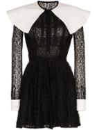 Alessandra Rich Mikado Lace Mini-dress - Black