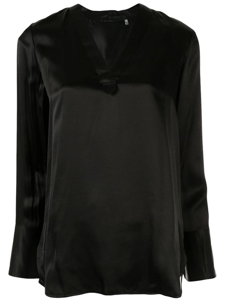 Elie Tahari 'blaze' Longline Tunic Blouse - Black