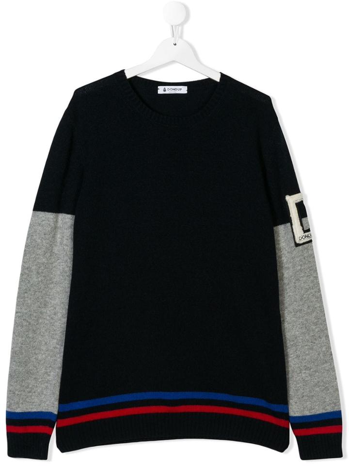 Dondup Kids Teen Knitted Panelled Sweater - Blue