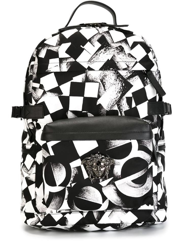 Versace Medusa Backpack, Black, Polyamide/nylon/leather