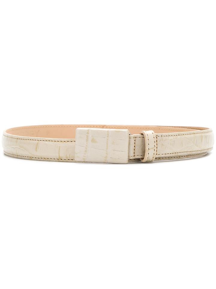 Egrey - Crocodile Skin Effect Belt - Women - Artificial Leather - P, White, Artificial Leather