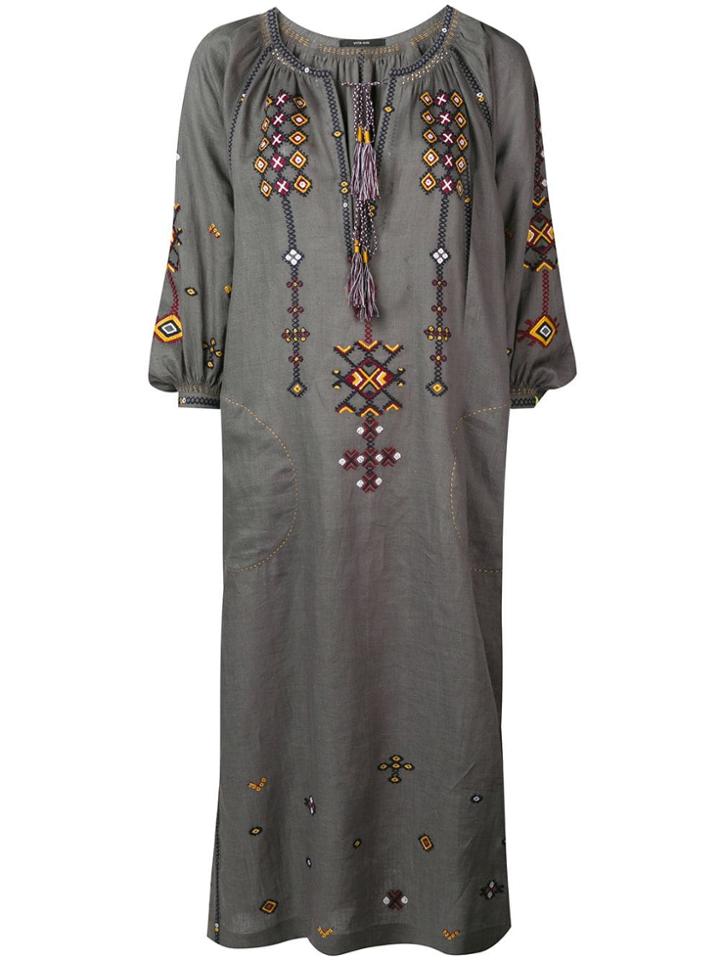 Vita Kin Embroidered Maxi Dress - Grey