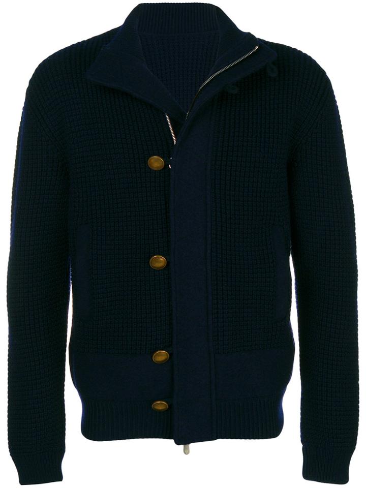 Eleventy Textured Bomber Jacket - Blue