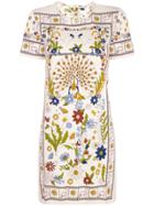 Tory Burch Floral Printed Short Dress - Neutrals