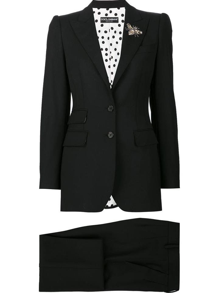 Dolce & Gabbana Bee Appliqué Suit, Women's, Size: 38, Black, Nylon/polyester/spandex/elastane/virgin Wool