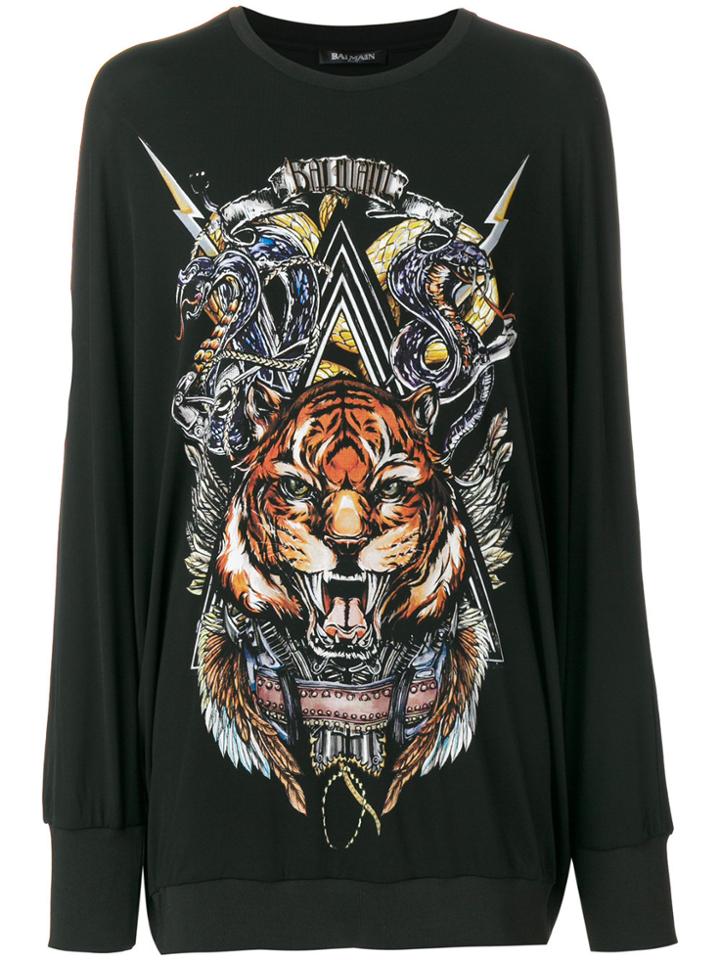 Balmain Branded Lion Sweater - Black