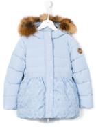 Ermanno Scervino Junior Padded Skirt Detail Coat, Girl's, Size: 8 Yrs, Blue