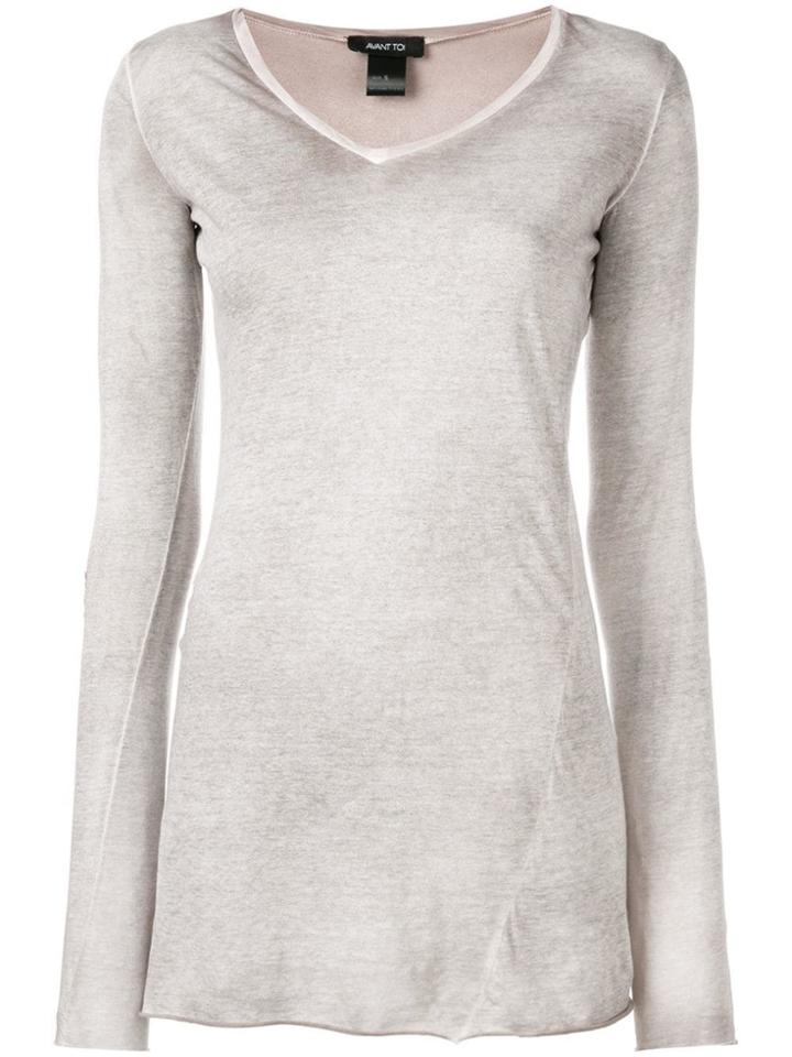 Avant Toi V-neck Raglan Top - Neutrals