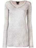 Avant Toi V-neck Raglan Top - Neutrals