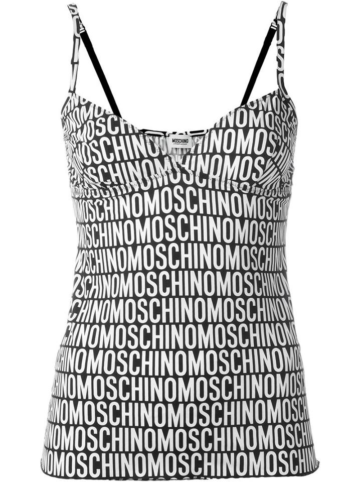 Moschino Logo Print Tank Top, Women's, Size: 42, Black, Polyamide/spandex/elastane