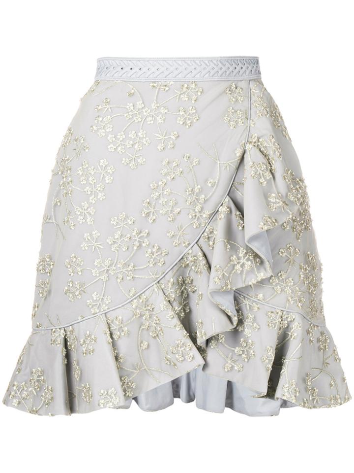 Self-portrait Asymmetric Frill Skirt - Grey