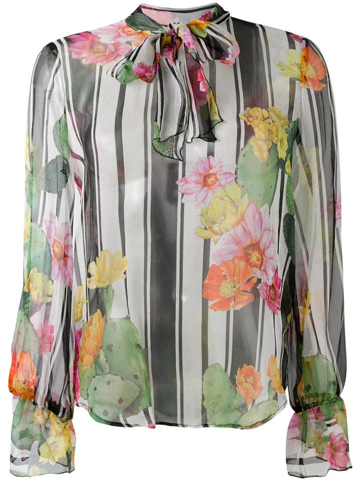 Blugirl - Sheer Pussy Bow Blouse - Women - Silk - 44, Black, Silk