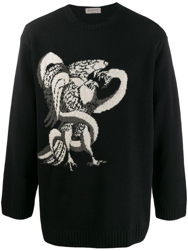 Yohji Yamamoto Eagle Intarsia Knit Jumper - Black