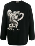 Yohji Yamamoto Eagle Intarsia Knit Jumper - Black
