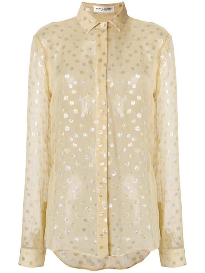 Saint Laurent Fil Coupé Georgette Shirt - Nude & Neutrals