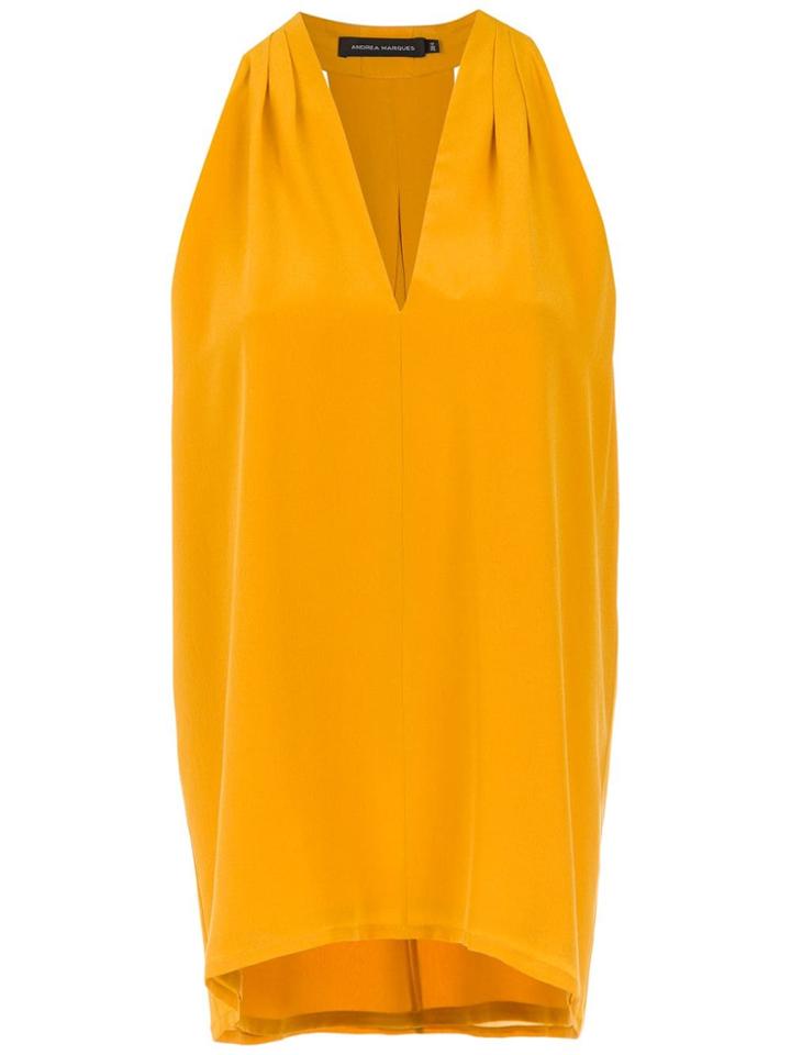 Andrea Marques Silk V-neck Blouse - Yellow & Orange