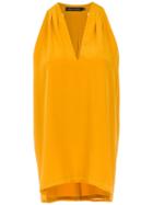 Andrea Marques Silk V-neck Blouse - Yellow & Orange