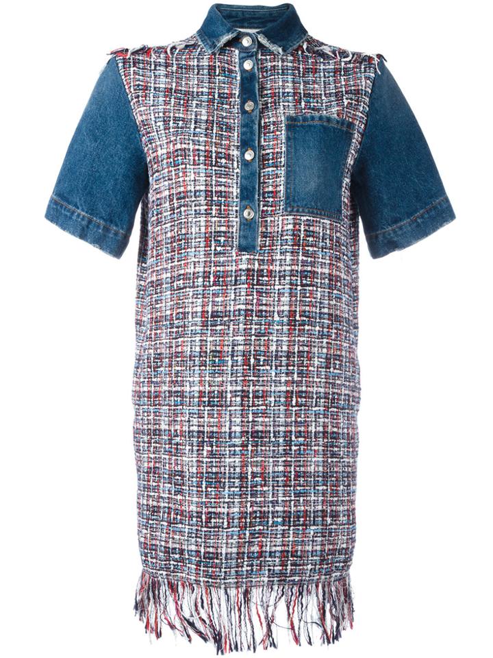 Msgm Denim Tweed Dress - Multicolour