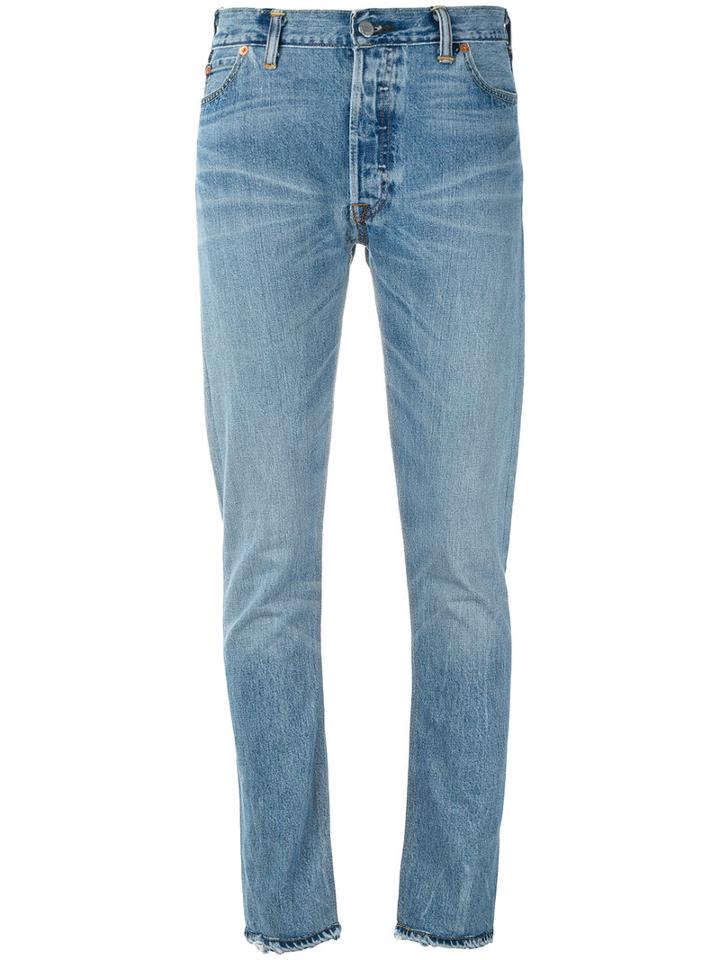 Re/done - Slim-fit Ankle Grazer Jeans - Women - Cotton - 26, Blue, Cotton