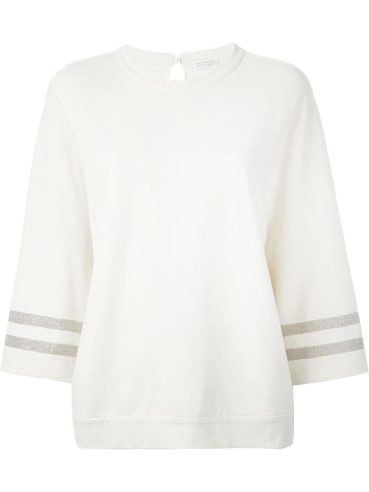 Brunello Cucinelli Bead Striped Cuff Sweatshirt