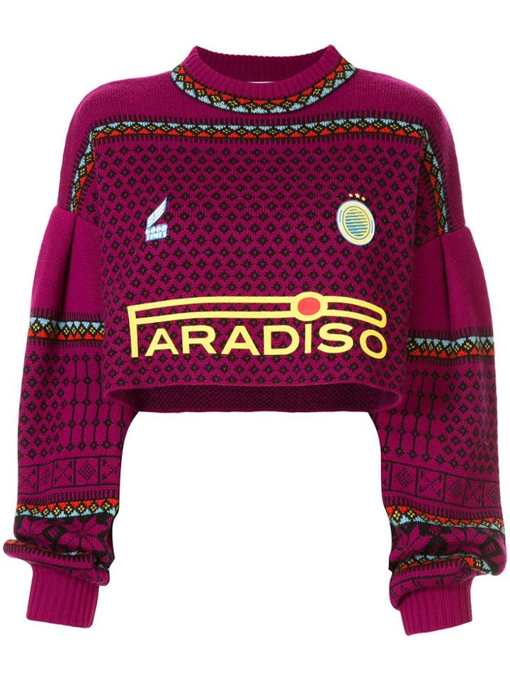Ground Zero Cropped Knitted Jumper - Purple