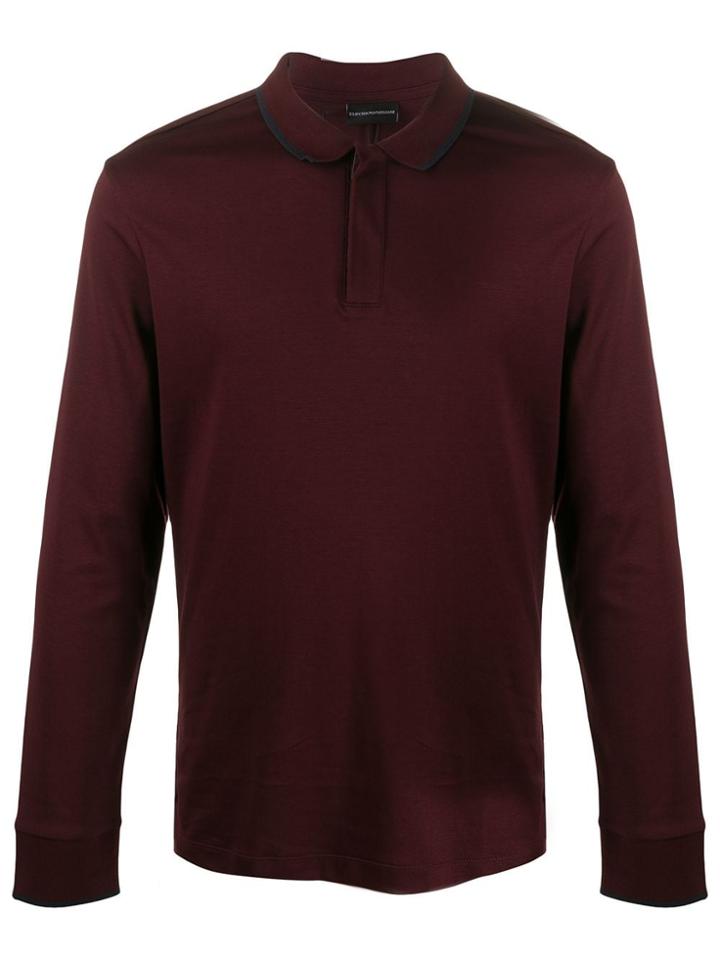 Emporio Armani Long-sleeved Polo Shirt - Red