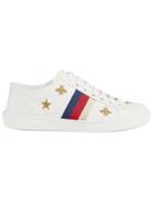 Gucci Ace Sneaker With Bees And Stars - White