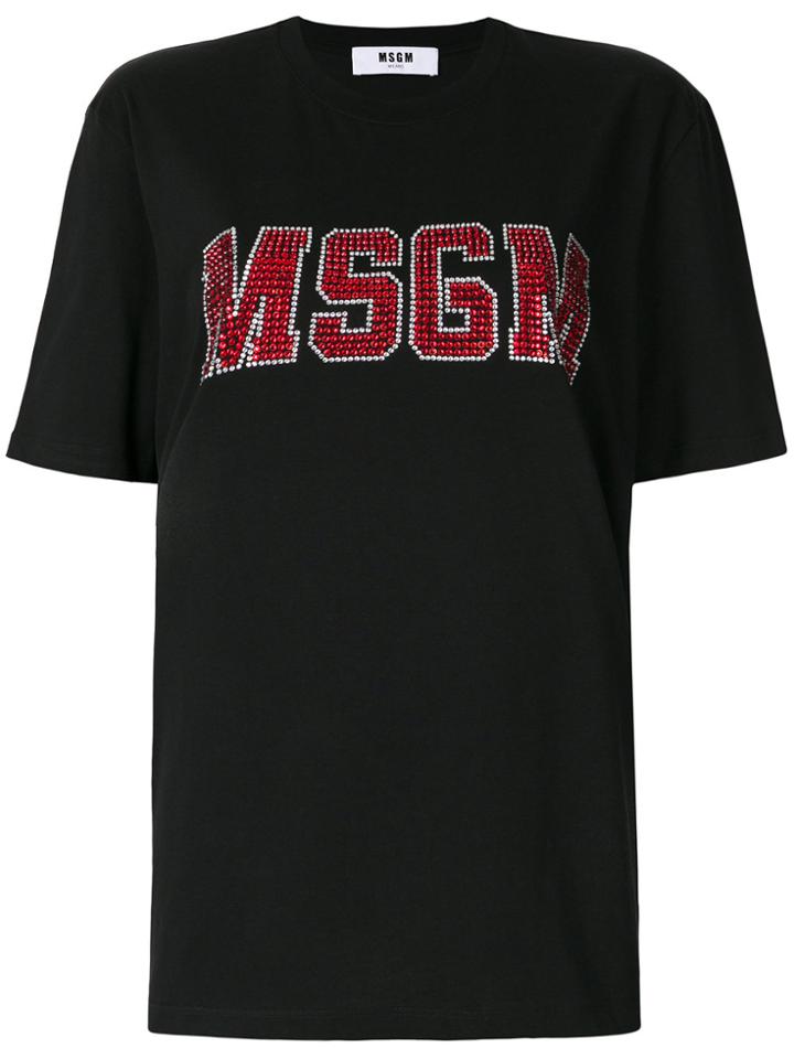 Msgm Embellished Logo T-shirt - Black