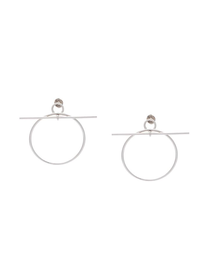 Hermès Vintage Large Hoop And Bar Earrings - Metallic