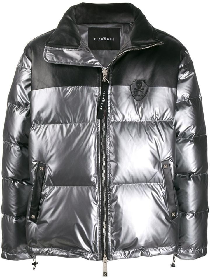 John Richmond Metallic Padded Jacket - Silver