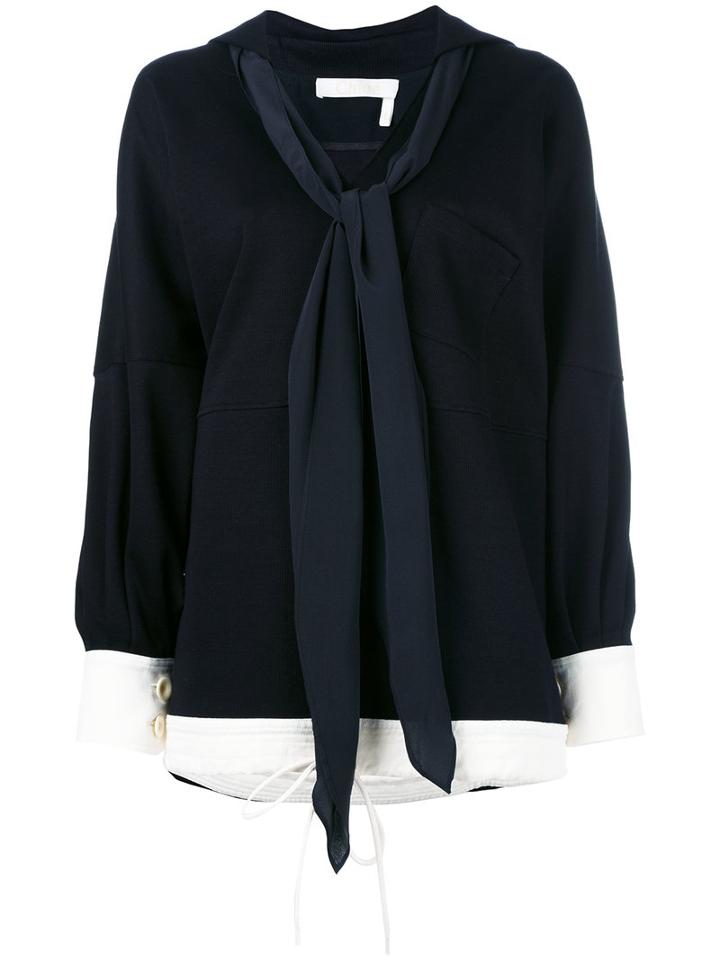 Chloé - Nautical Jumper - Women - Silk/cotton - 36, Women's, Blue, Silk/cotton