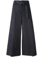 Maison Margiela Wide-legged Cropped Trousers, Women's, Size: 42, Blue, Cotton/spandex/elastane