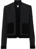 Burberry Velvet Detail Wool Tailored Jacket - Black