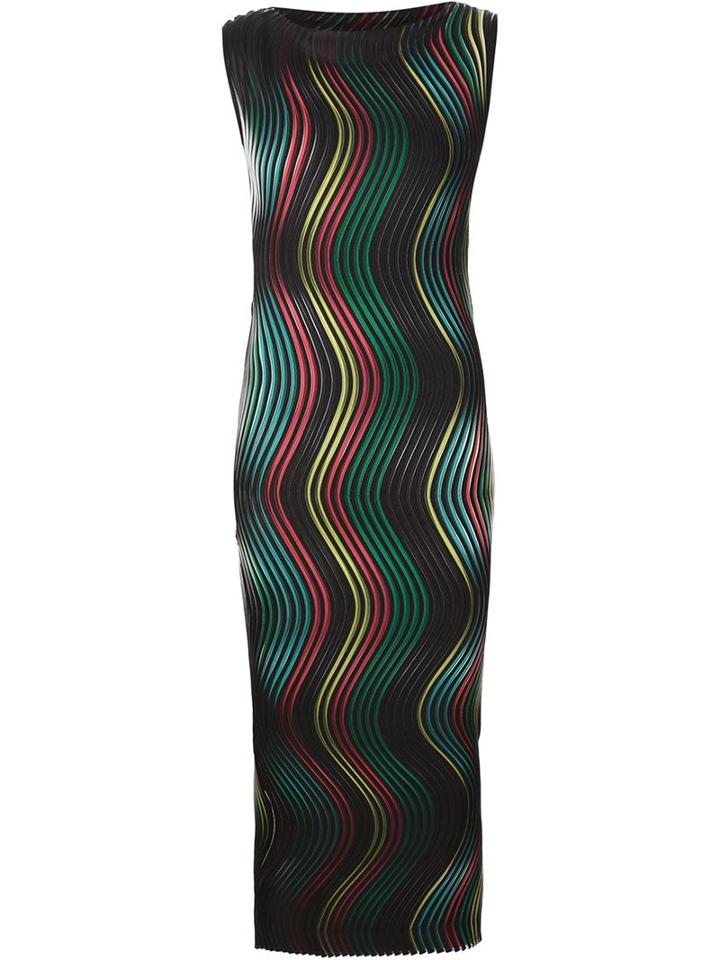 Issey Miyake Pleated Shift Dress, Women's, Size: 2, Black, Polyester