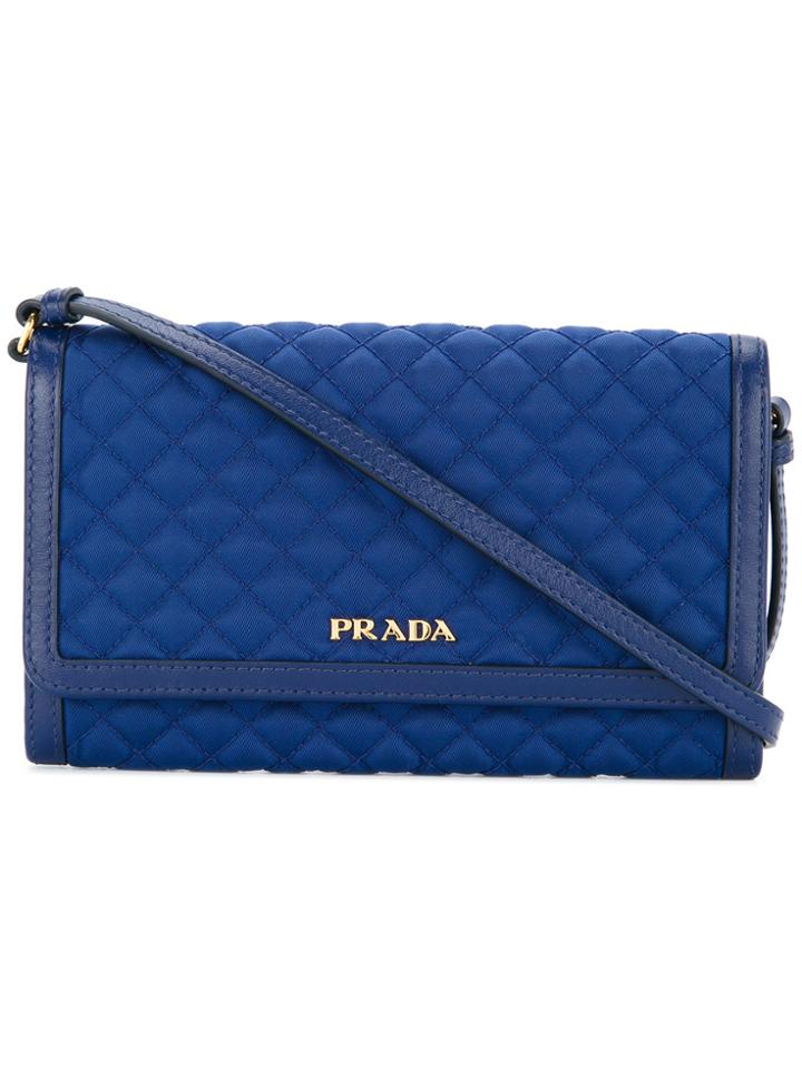 Prada Vintage Quilted Shoulder Walllet - Blue