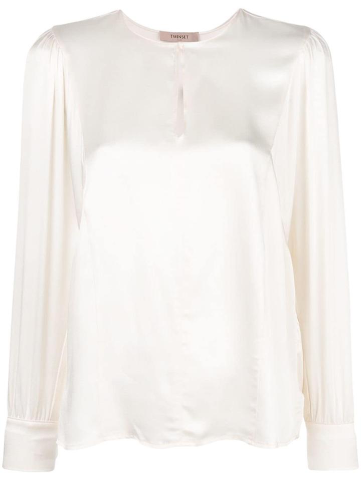 Twin-set Keyhole Blouse - Nude & Neutrals