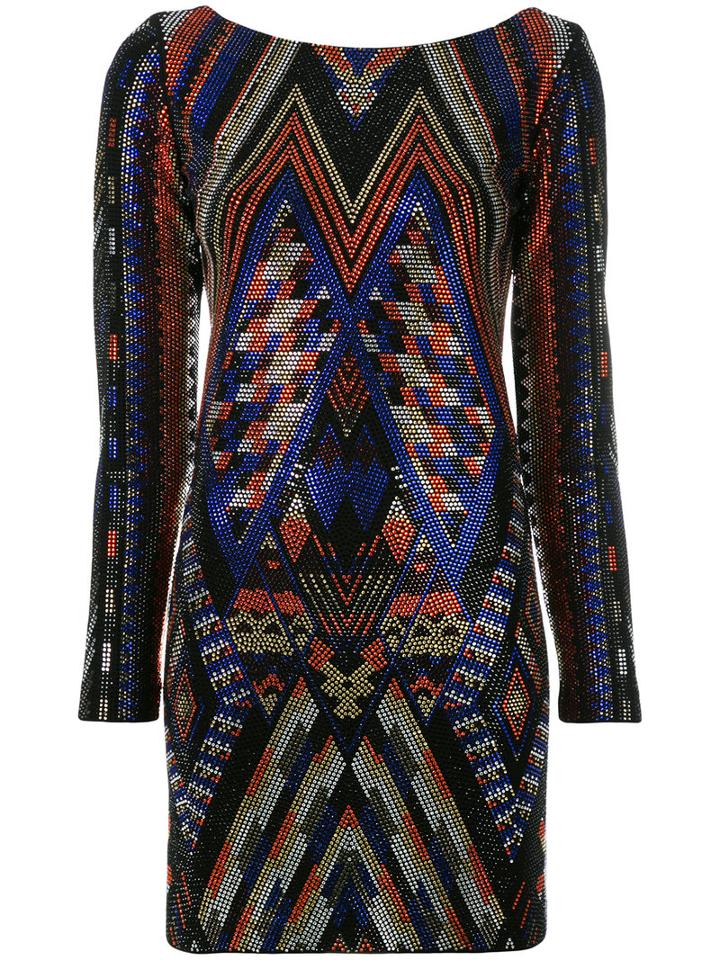 Balmain Crystal Embellished Mini Dress, Women's, Size: 38, Black, Viscose/spandex/elastane/glass