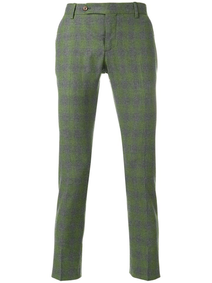 Entre Amis Skinny Checked Trousers - Grey