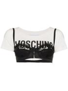 Moschino Cropped T-shirt With Bra Detail - Black