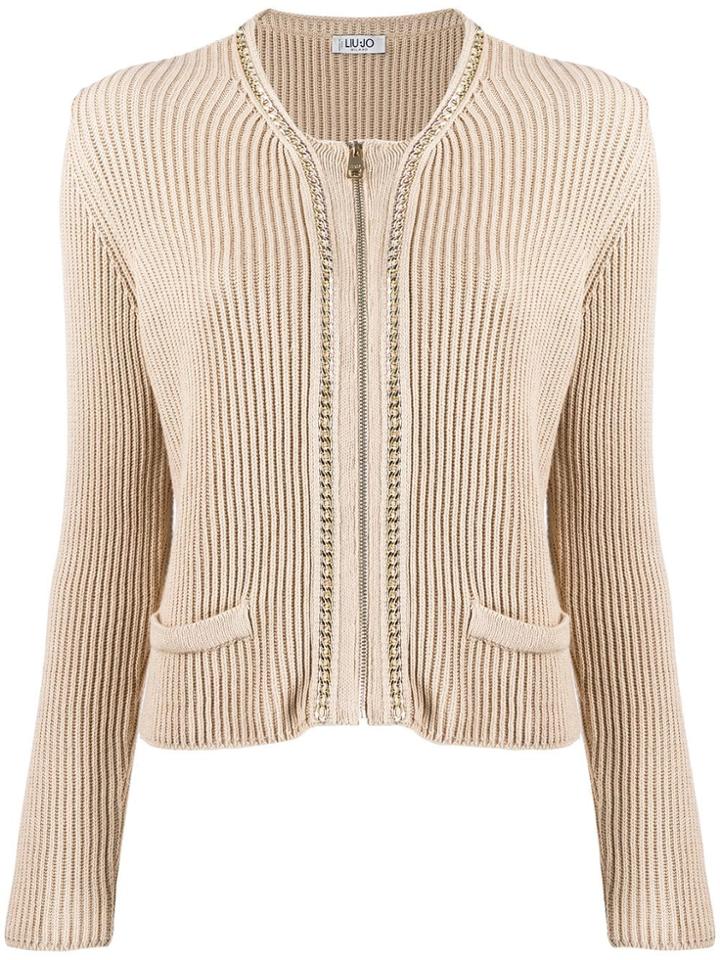 Liu Jo Zipped Front Cardigan - Neutrals