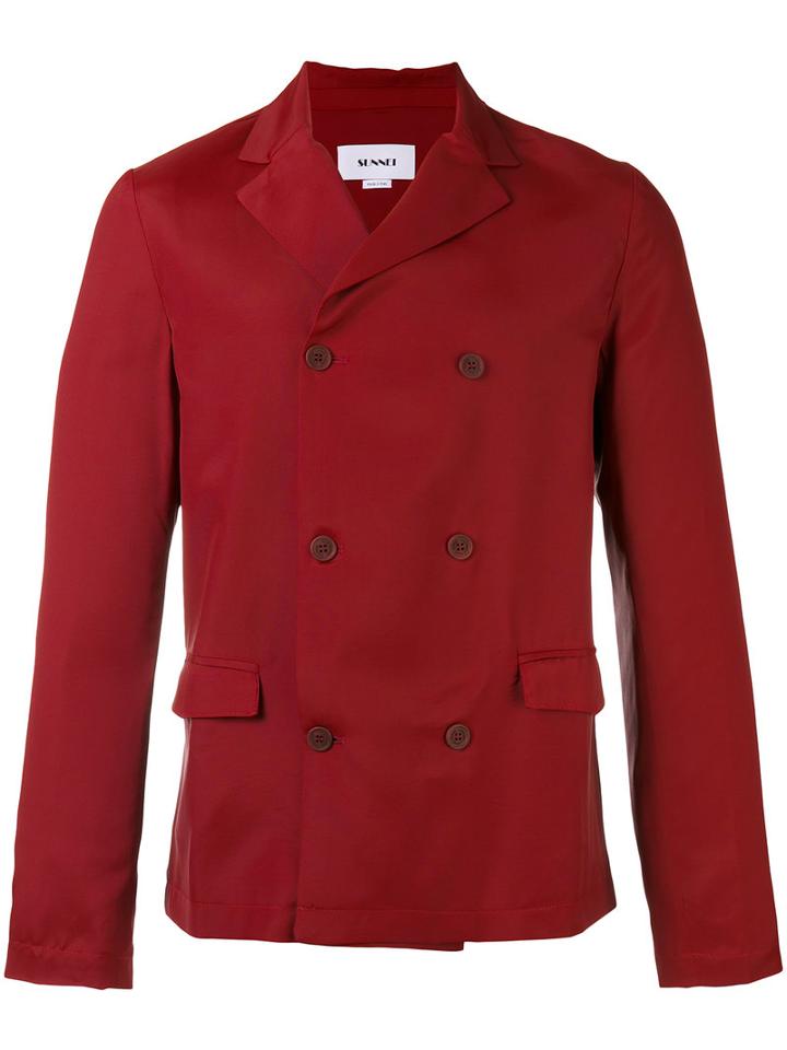 Sunnei - Double-breasted Short Coat - Men - Acrylic/polyamide - S, Red, Acrylic/polyamide