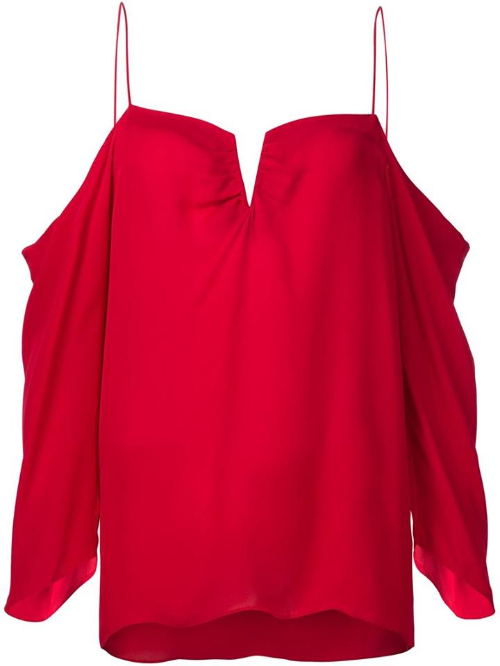 Nicole Miller Cut-out Draped Blouse, Women's, Size: Medium, Red, Silk