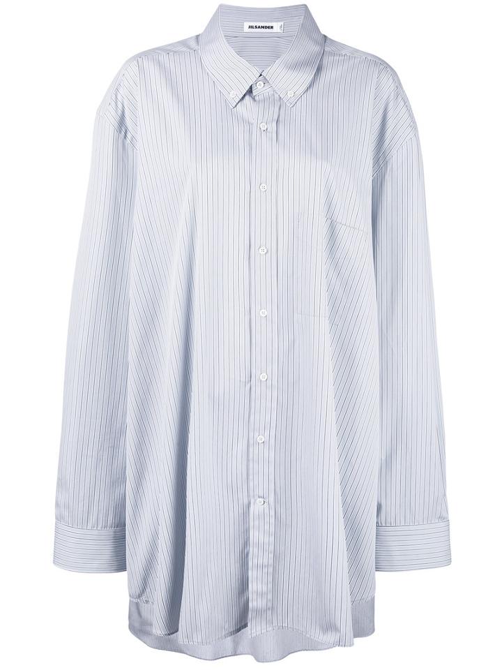 Oversized Striped Poplin Shirt - Women - Cotton - One Size, Blue, Cotton, Jil Sander