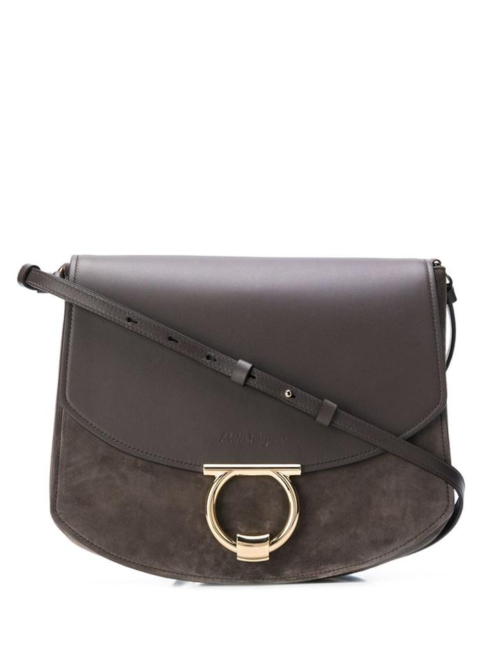 Salvatore Ferragamo Large Gancini Cross Body Bag - Grey