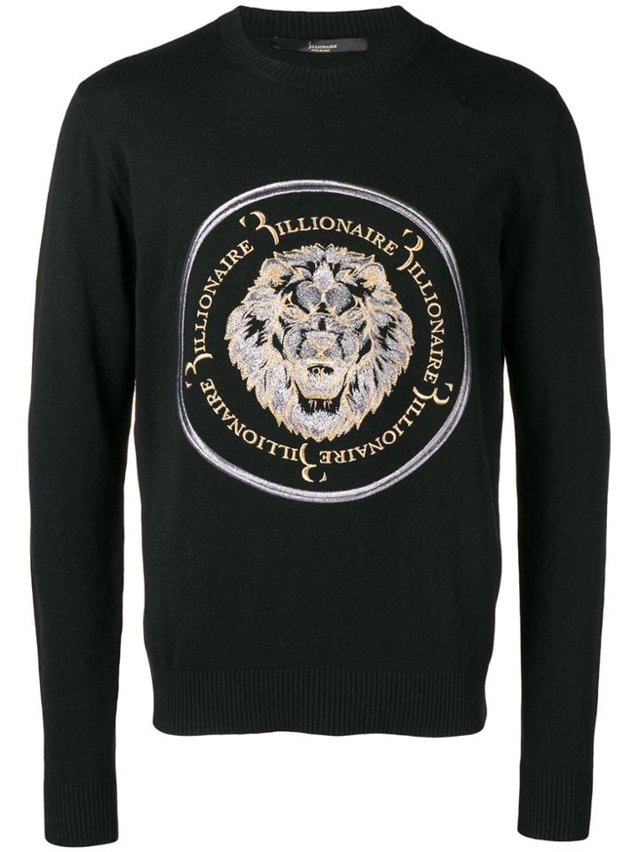 Billionaire Embroidered Lion Sweater - Black