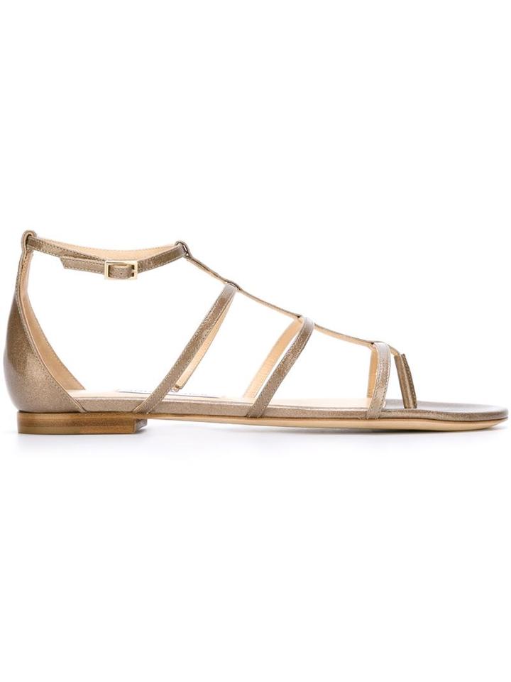 Jimmy Choo Dory Sandals, Women's, Size: 40, Grey, Calf Leather/leather