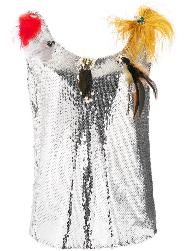 Sonia Rykiel Sequin Feather Detail Blouse - Metallic