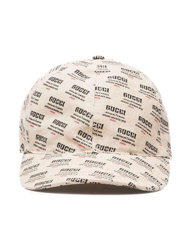 Gucci Ivory Invite Print Baseball Cap - Nude & Neutrals
