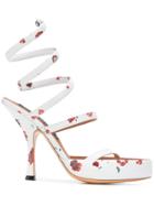 Y / Project Floral Print Spiral Sandals - White