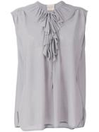 Erika Cavallini Ruffle Neck Sheer Tank Top - Grey